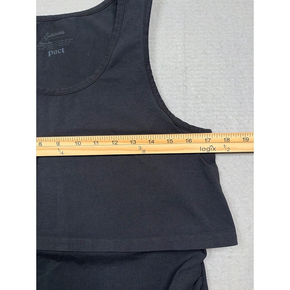 Pact Organic Cotton Midi Dress Black Sleeveless Side Slits Women's Large - Picture 4 of 6